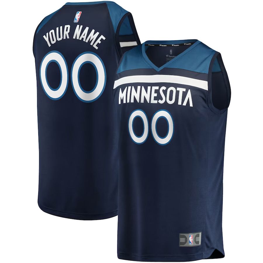 Men Minnesota Timberwolves Fanatics Branded Navy Fast Break Custom Replica NBA Jersey->minnesota timberwolves->NBA Jersey